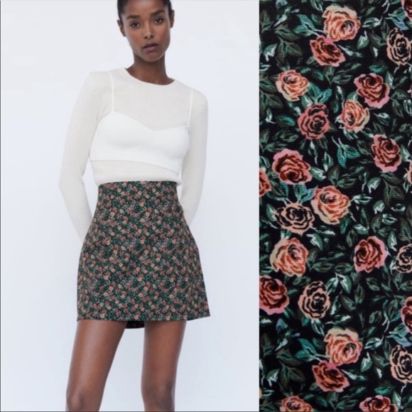 Zara 2 piece floral print set size M Skirt L top - Picture 1 of 11